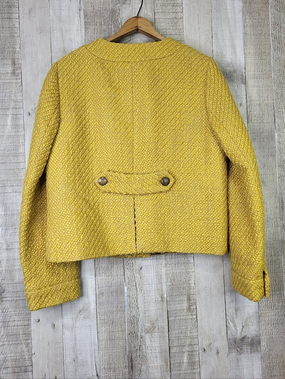 J. Crew Women's Yellow Textured Tweed Blazer. Wool Blend. Size 12 - Picture 4 of 10